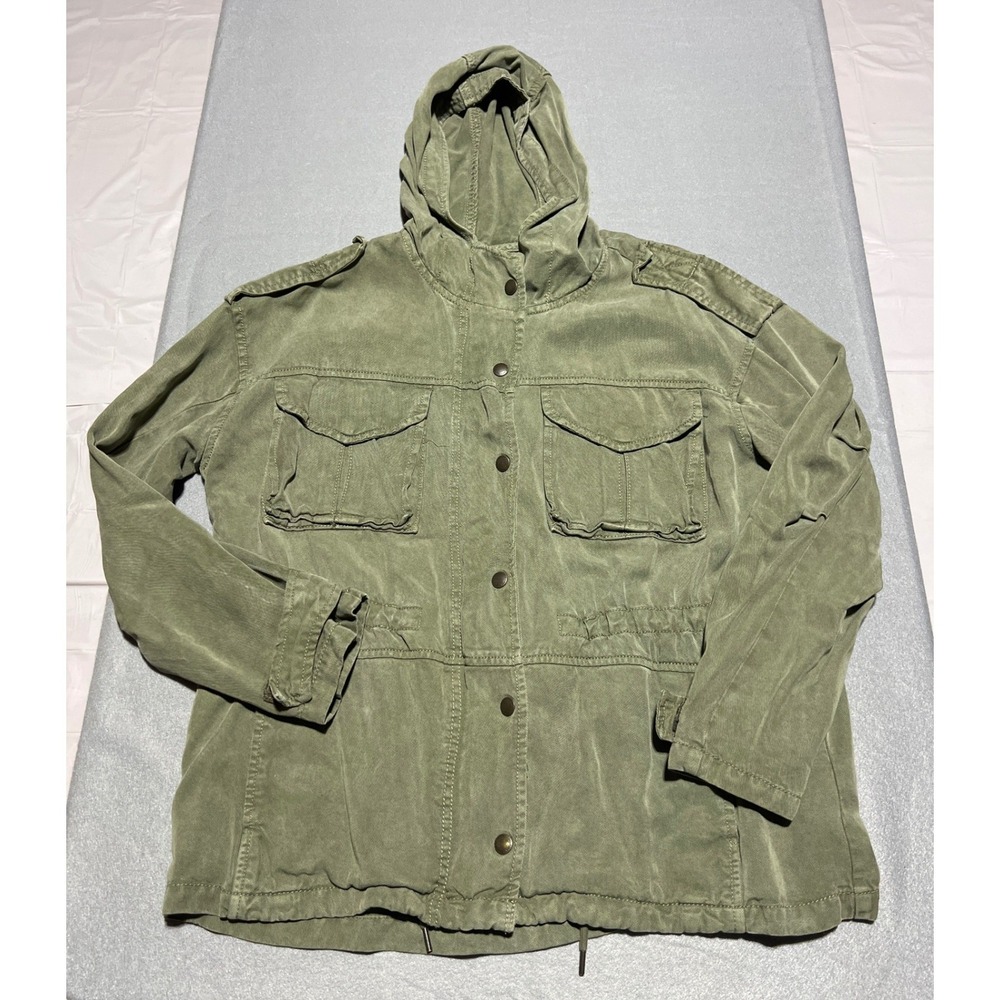 American Eagle Olive Green Lyocell Hooded Field Jacket Womens Medium Military